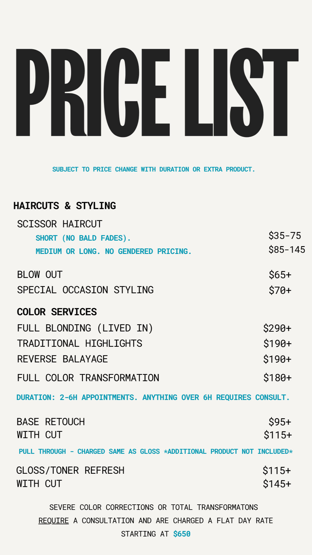 price list 2027
